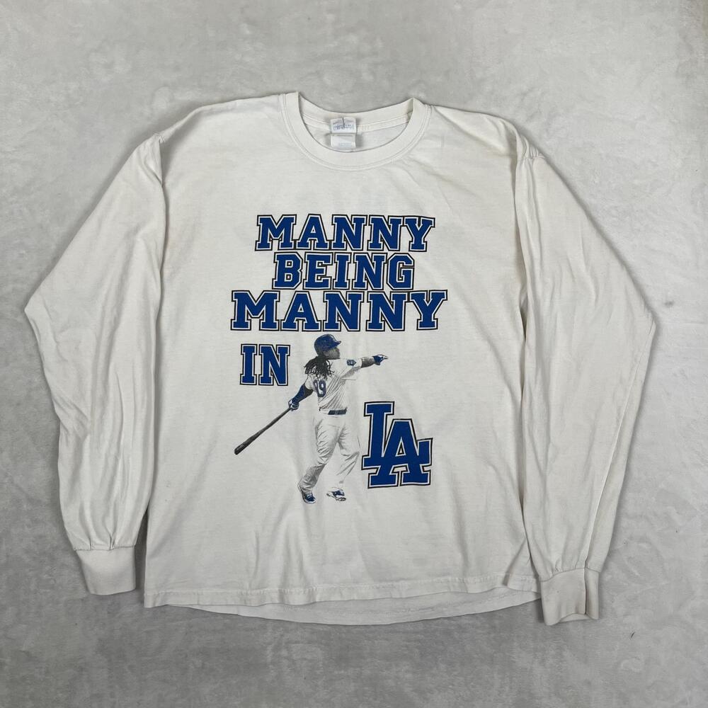 Los Angeles Dodgers Shirt Mens Large White MLB Baseball Gildan Manny Ramirez